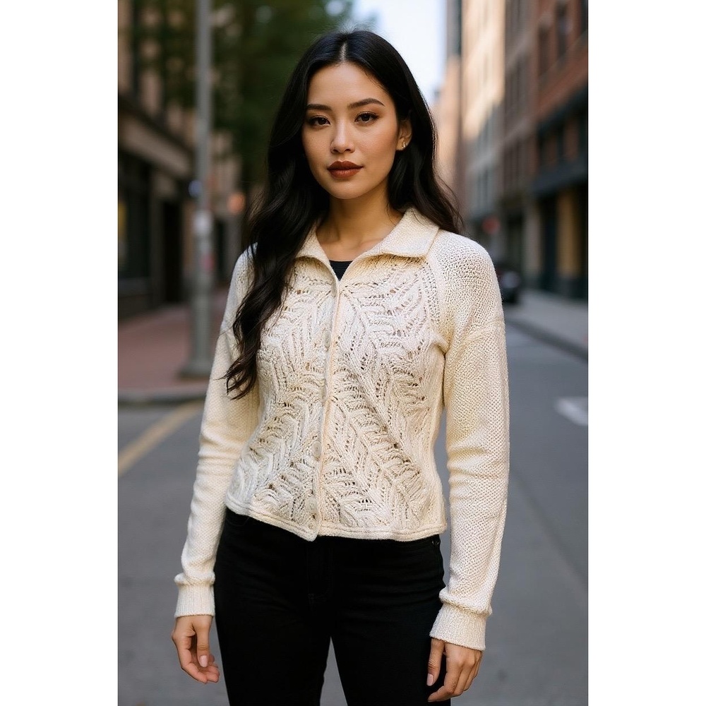 Nine & Co By Nine West Womens Off-White Cowlneck Pullover Sweater Size Large